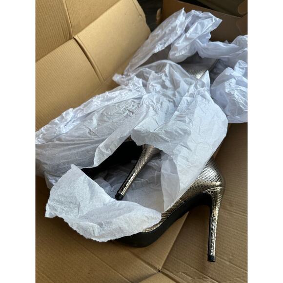 NWT Shoedazzle 7 Metallic Paige Leather Knee High Heel Boot Party Club Birthday - Picture 12 of 13